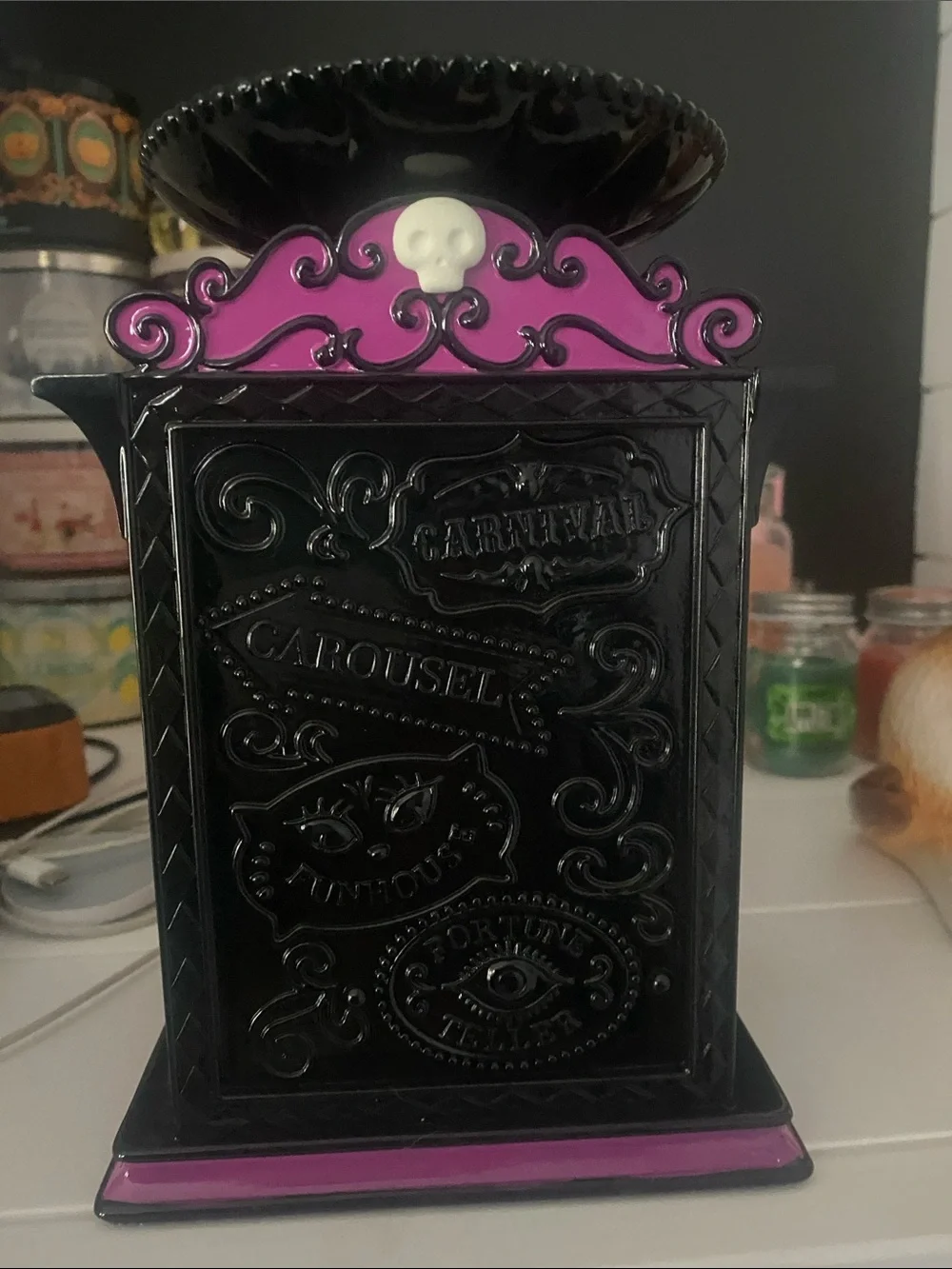 Bath & Body Works candle holder Purple Funhouse Light-Up Halloween Decor